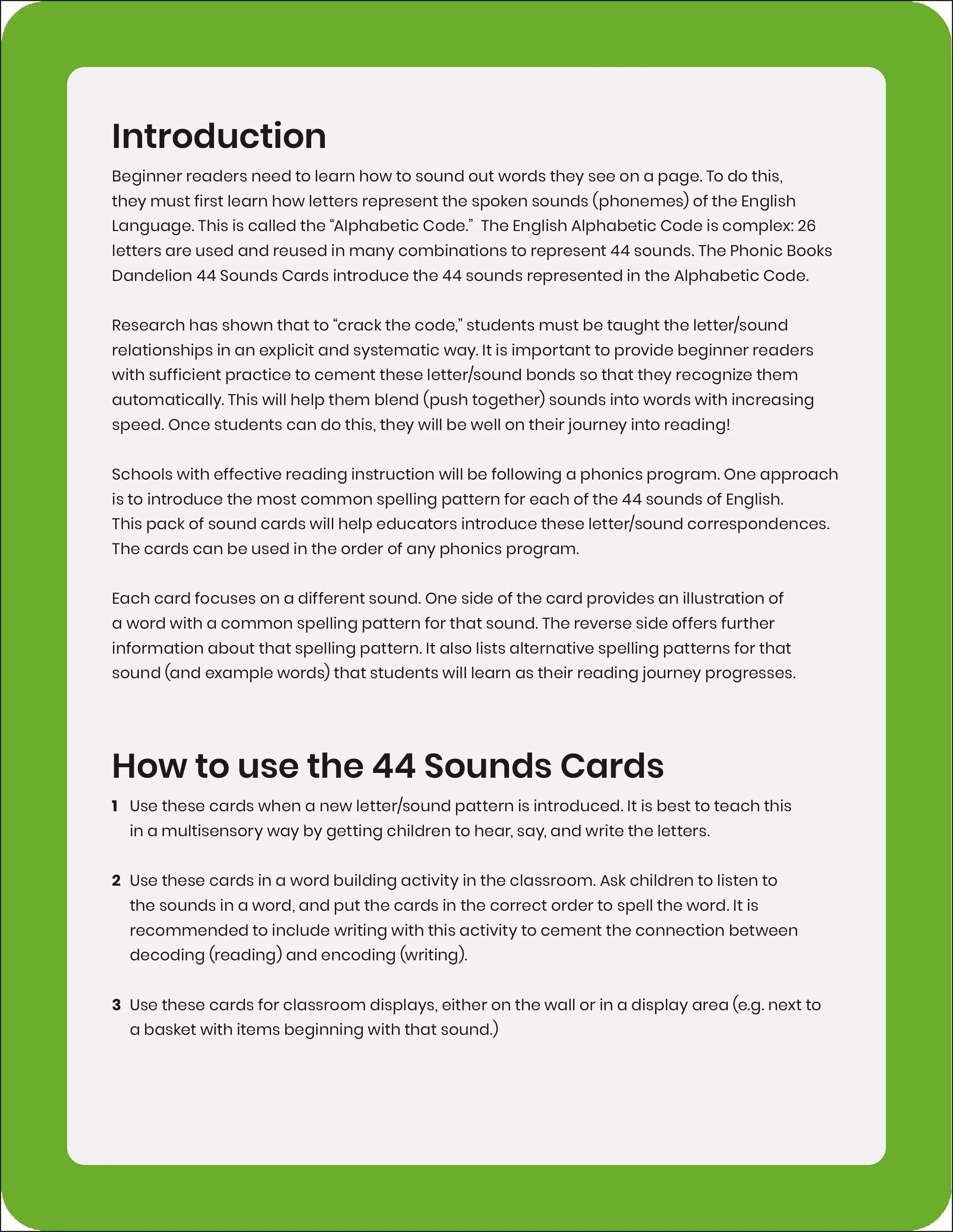 Phonic Books Dandelion 44 Sounds Cards - Image 2