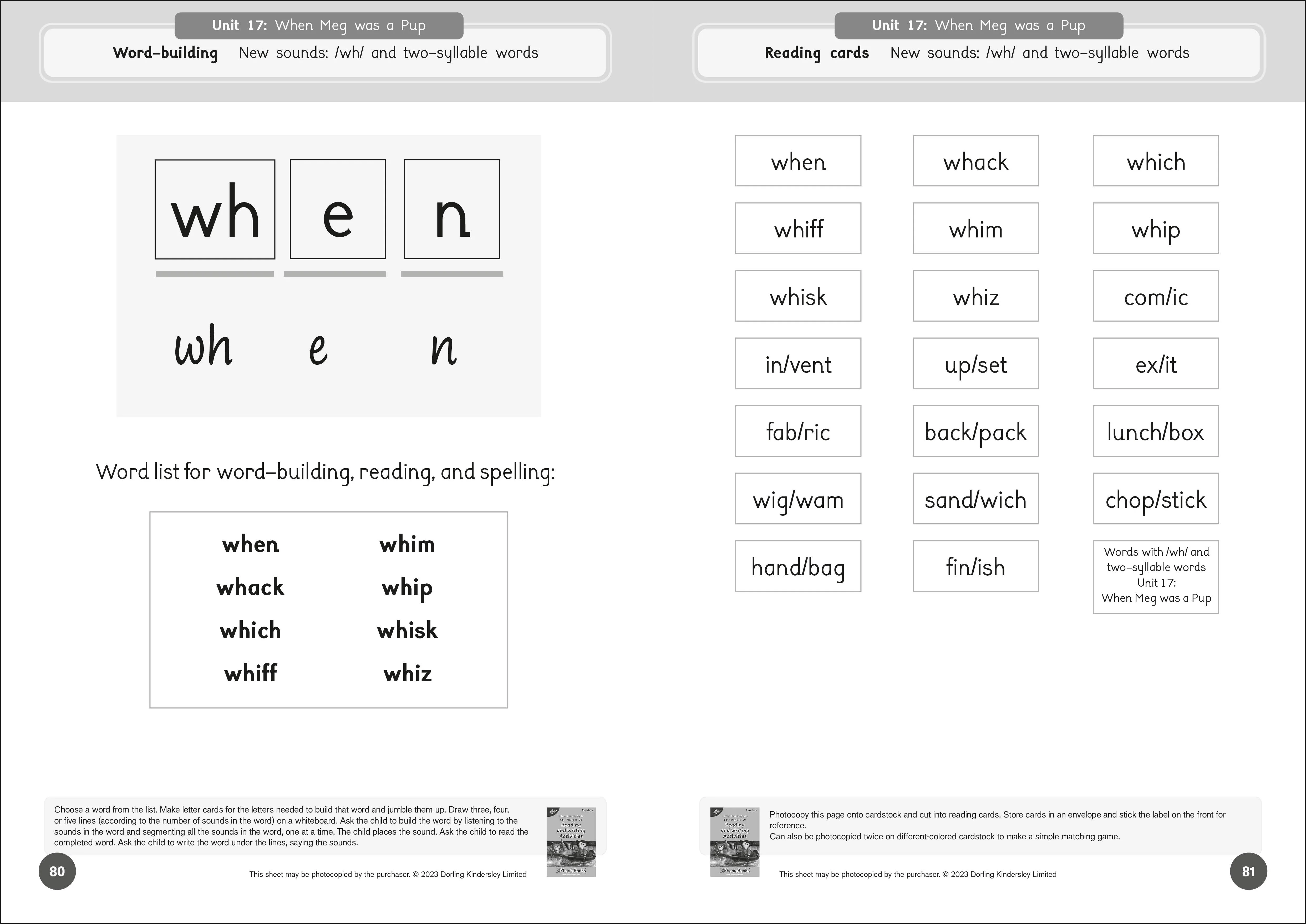 Phonic Books Dandelion Readers Reading and Writing Activities Set 1 Units 11-20 - Image 3